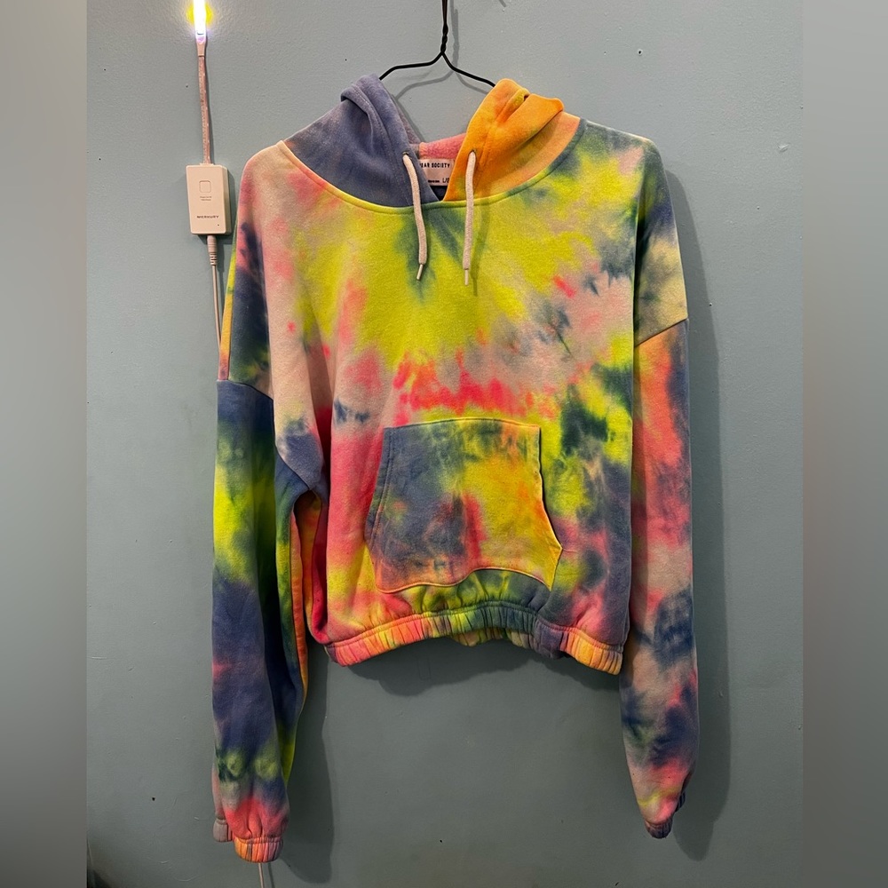 Color- tie-dye  size large.  Cropped hoodie